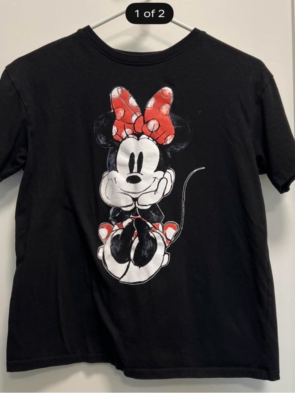 Disney Black Tee with Minnie Mouse and Red Bow